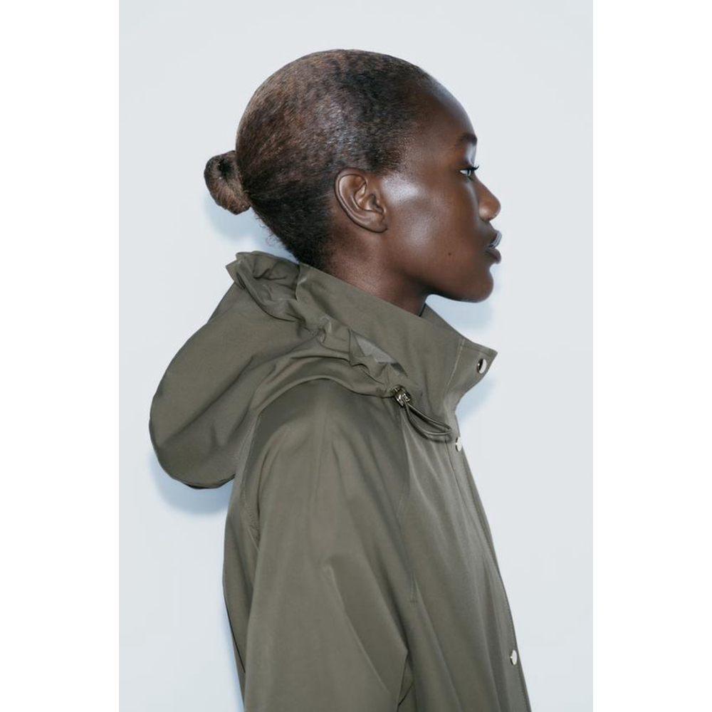Women's Zara Technical Effect Fabric Long Jacket Size M - Picture 3 of 9